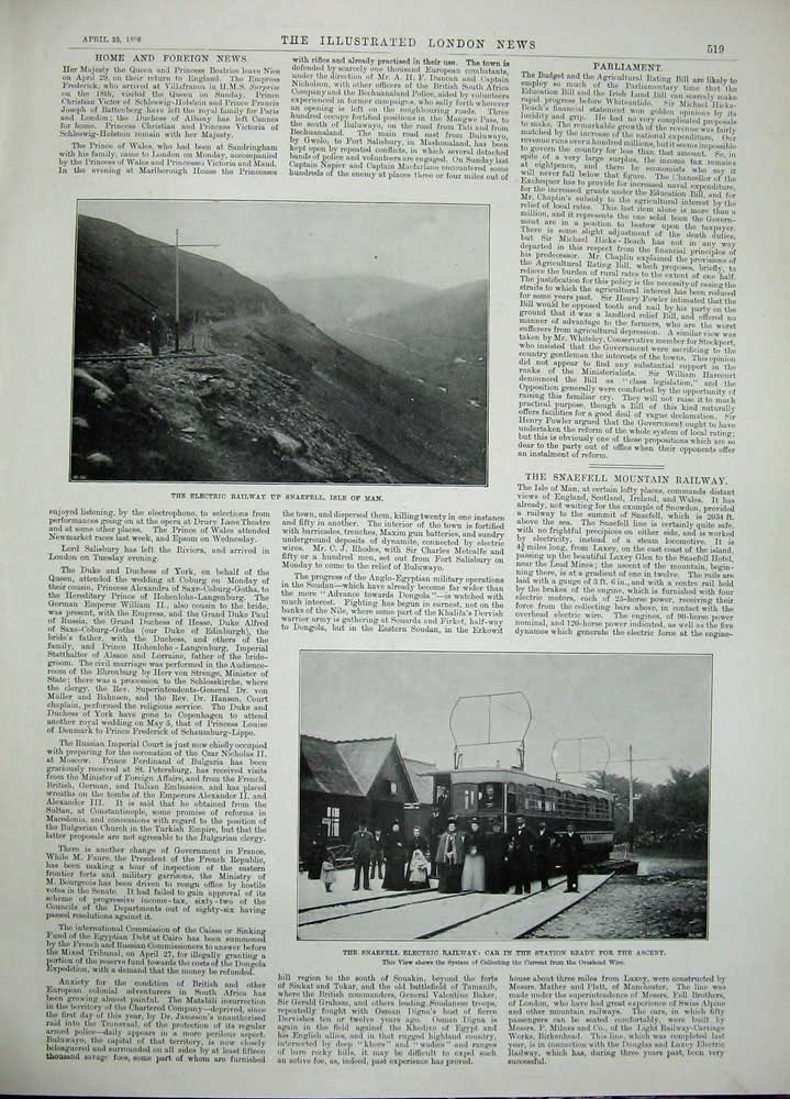 Antique Old Print 1896 Nubian Trade Arabs Bishareen Railway Snaefell Isle 19th