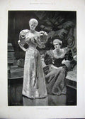 Old Antique Print 1896 Fox Crown Inn West Hill Highgate Theatre Ladies 19th
