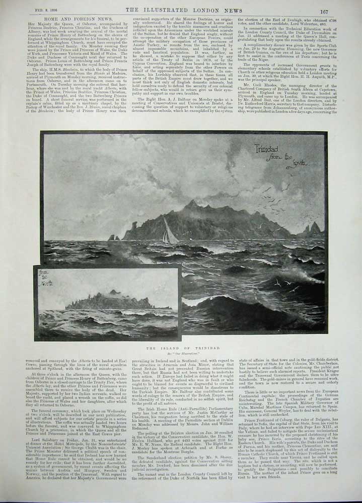 Original Old Antique Print 1896 Transvaal War Army Men Sketch Island Trinidad