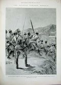 Old Antique Print 1896 Dongola War Shellal British Army Galech Tribe Men 19th