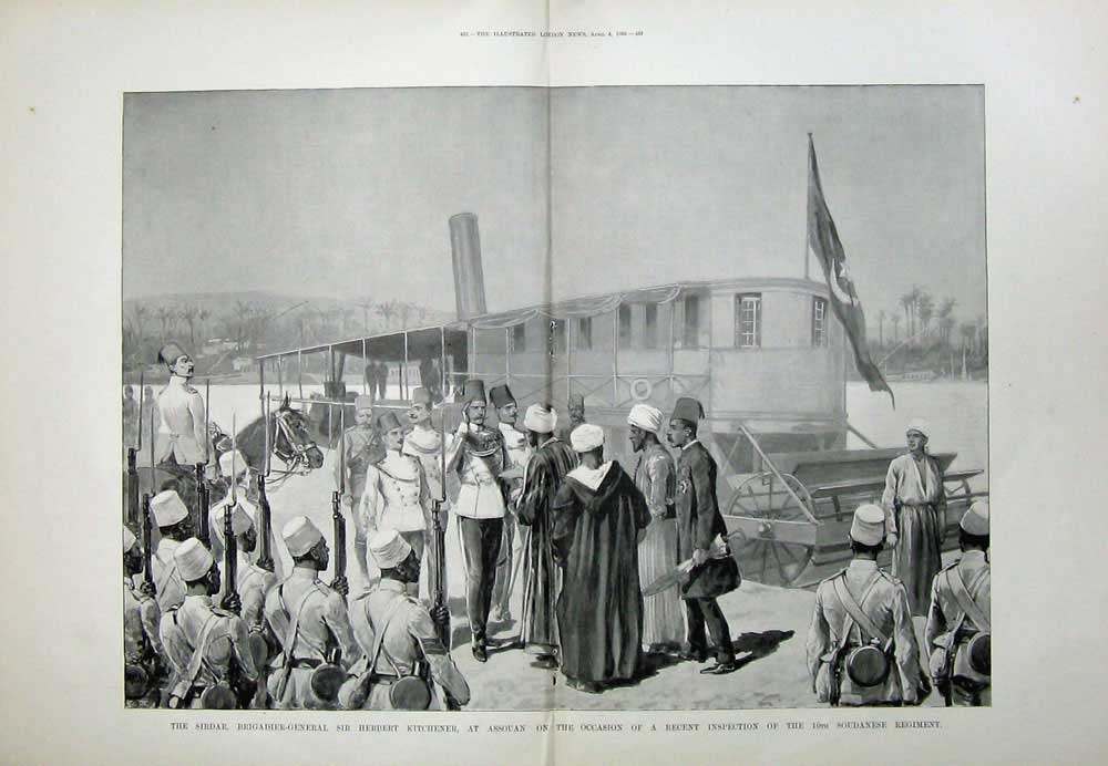 Original Old Antique Print 1896 Sirdar Brigadier General Herbert Kitchener War
