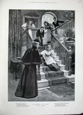 Old Antique Print 1896 Forestier Children Toboggan Stairs Playing House 19th