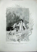 Original Old Antique Print 1896 Victorien Sardou Madame Bernhardt Banquet Scott