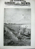 Old Antique Print 1896 Shoeburyness Experiments Military Ballooning Ships 19th