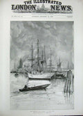 Original Old Antique Print 1896 Hamburg Dock Strike Port Sailing Ships Wright