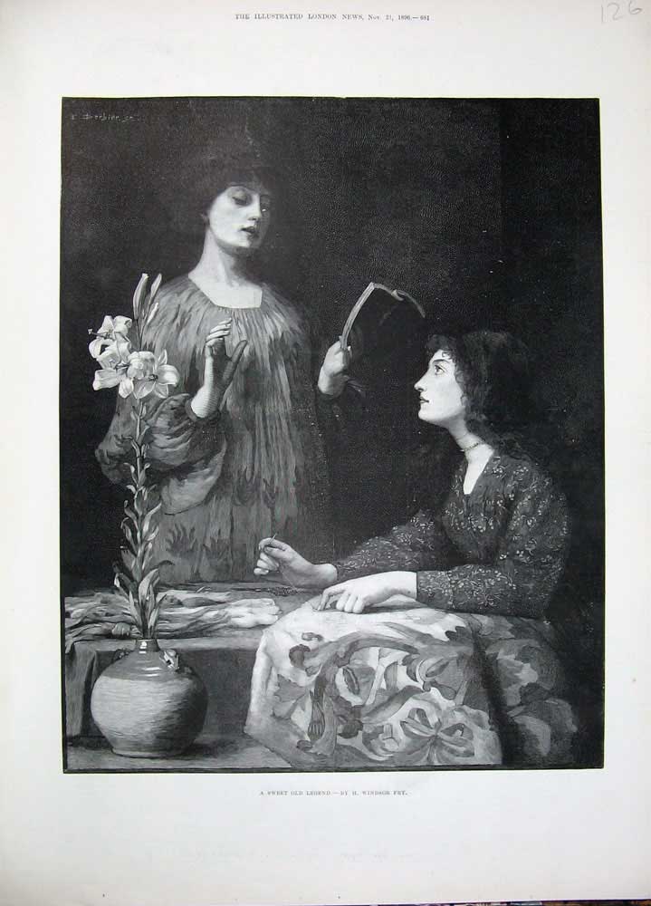 Original Old Antique Print 1896 Windsor Fry Fine Art Beautiful Woman Lady Book