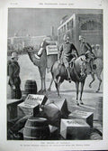 Old Antique Print 1896 Army Dongola Herbert Kitchener Food Horses Boxes 19th