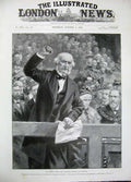 Original Old Antique Print 1896 War Portrait Mr Gladstone Liverpool England