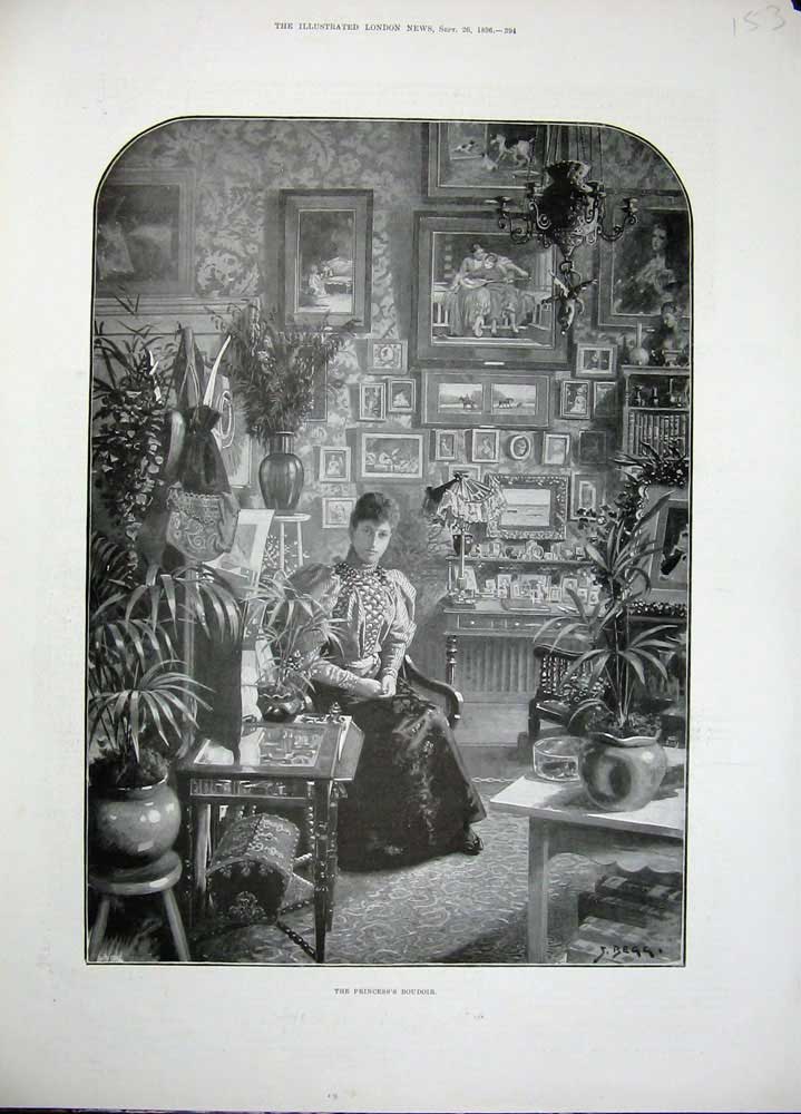 Original Old Antique Print 1896 Begg Fine Art Portrait Princess Boudoir House
