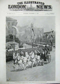 Old Antique Print 1896 Czar Czarina Vienna Horses Carriage Prater Strasse 19th