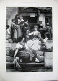 Original Old Antique Print 1896 Venetians People Luke Fildes Ladies Fine Art