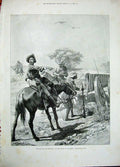 Original Old Antique Print 1896 Matabili Insurrection Tracking Rebels Horses
