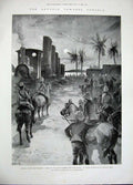 Old Antique Print 1896 Dongola War Boats River Army Train Kosheh Gun Art 19th