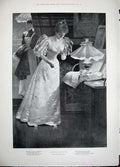 Old Antique Print 1896 Forestier Fine Art Mother Child Holly Christmas 19th