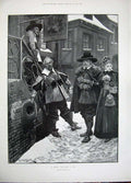 Antique Old Print 1896 Fieldfares Christmas Birds Christmas Woodville Art 19th