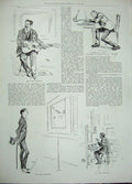 Old Antique Print 1896 Phil May Artist Music Work Studio French Comique 19th