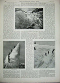 Old Antique Print 1896 Archibald Thorburn Deer Stag Snow Jungfrau Ascent 19th
