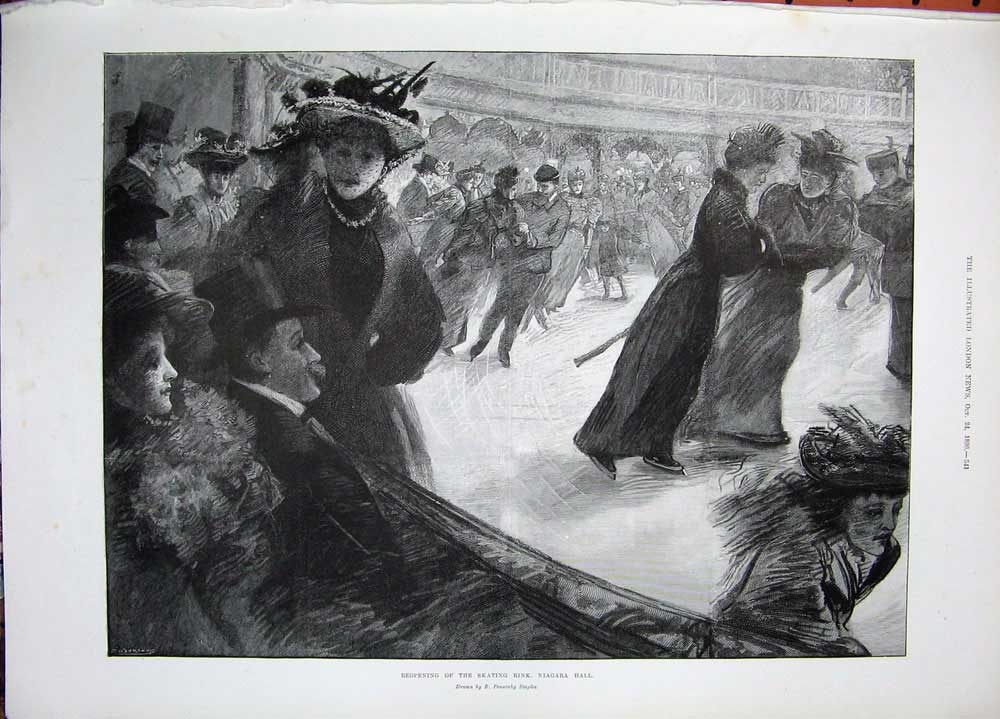 Antique Old Print 1896 Princess Montenegro Naples Cetinje Skating Niagara 19th