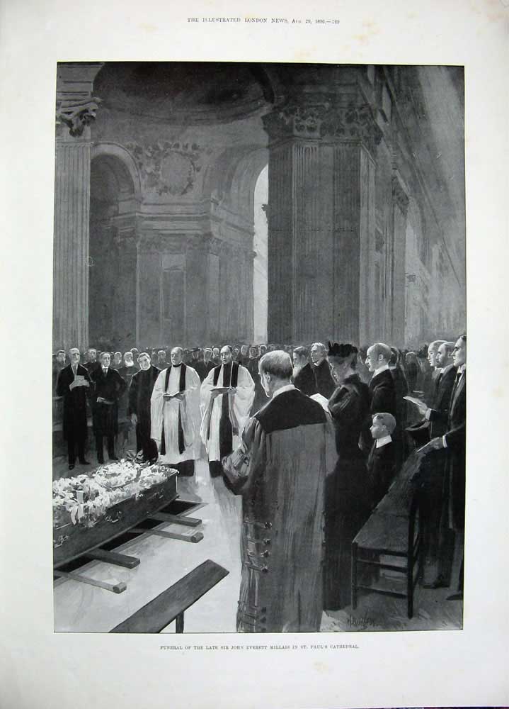 Antique Old Print 1896 Dongola Wady Halfa Camels Children Funeral Millais 19th