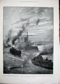 Old Antique Print 1896 Hindu Mohammedan Patan India Torpedo Ship Thetis 19th