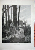 Old Antique Print 1896 Professor Flinders Petries Thebes Family Picnic 19th
