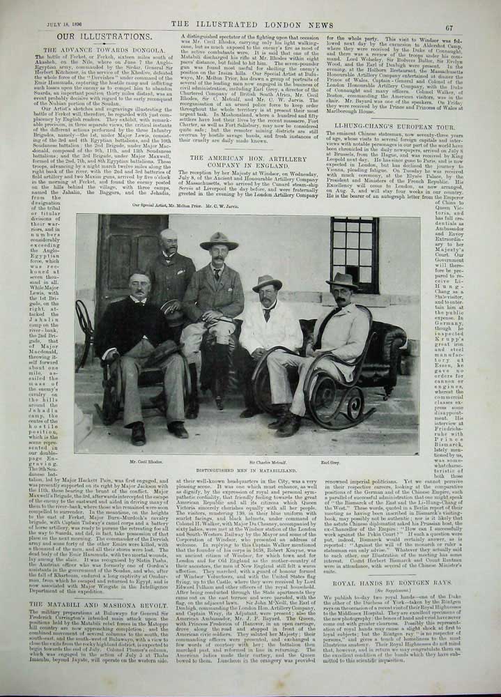 Antique Old Print 1896 Dongola War Battle Ferket Major Lewis Matabililand 19th