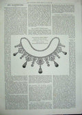Original Old Antique Print 1896 Royal Wedding Presents Necklace Diamond Tiara