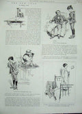 Original Old Antique Print 1896 Tommy School Boy Teacher Father Resolutions