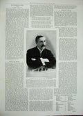 Original Old Antique Print 1896 Portrait Writer Author Max Pemberton Man 19th