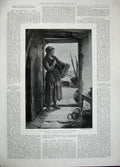 Old Antique Print 1896 Skippers Wife Fishing William Weatherhead Fine Art 19th