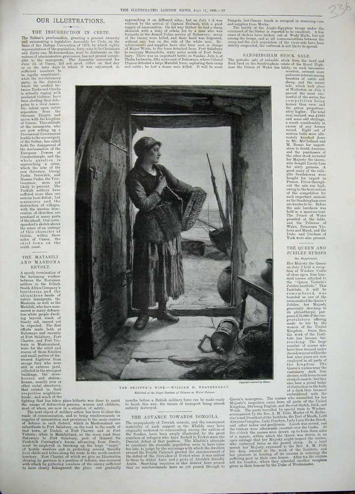 Old Antique Print 1896 Skippers Wife Fishing William Weatherhead Fine Art 19th