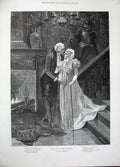 Original Old Antique Print 1896 Gen Wedding Christmas Street Music Man Art