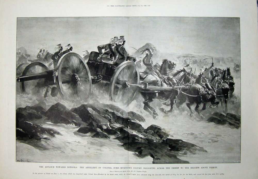 Old Antique Print 1896 Dongola War Artillery Colonel Burn-Murdoch Ferket 19th