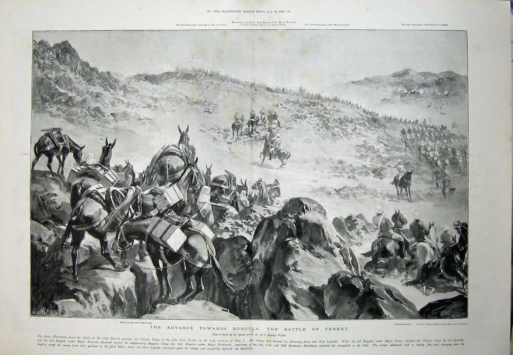 Old Antique Print 1896 Dongola Battle Ferket War Horses Wright Fine Art 19th