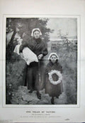 Old Antique Print 1896 Fine Art Forestier Little Girl Flower Wreath Mum 19th