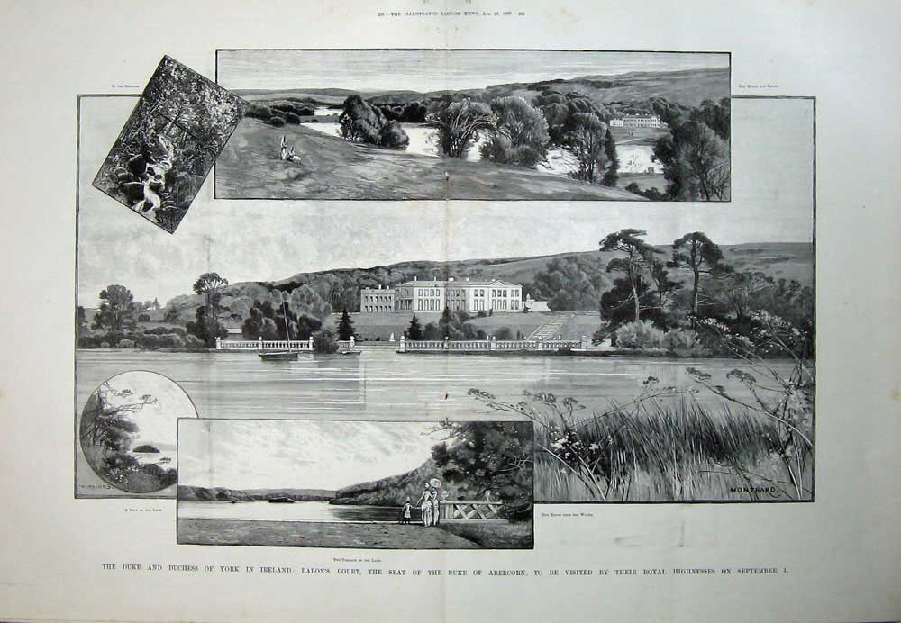Antique Old Print 1897 Kingstown Pier Ireland Killarney Barons Court Duke 0 19th