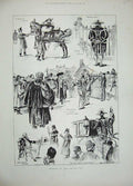 Original Old Antique Print 1897 Lord Mayor Law Courts Horse Carriage London