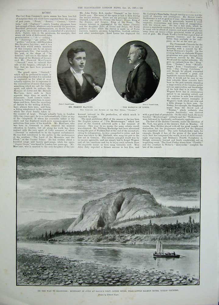 Original Old Antique Print 1897 Maccunn Marquis Lorne Eagle'S Nest Lewes Yukon
