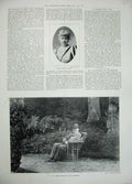 Old Antique Print 1897 Anna Williams Lady Portrait Mr Gladstone Man Chair 19th