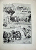 Original Old Antique Print 1897 Church Nottingham Newstead Abbey Castle Wilford