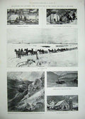 Original Old Antique Print 1897 Klondike GMining Church Juneau Dawson Chilkoot