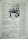 Original Old Antique Print 1897 Victoria Bridge Port Sunlight Chess Board Game