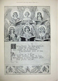 Original Old Antique Print 1897 Cavalier Toast Man Woman Angels Music Lyrics