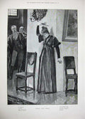 Old Antique Print 1897 Christmas Snow Crash Lady Mistletoe Romance Art 19th
