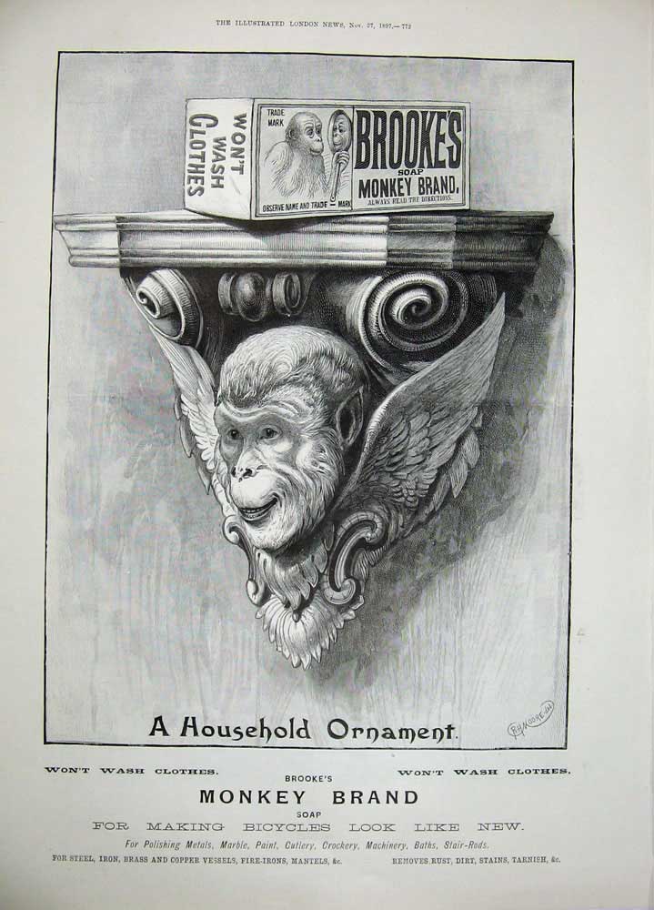 Original Old Antique Print 1897 Lady Child Saying Grace Dinner Brooke Monkey
