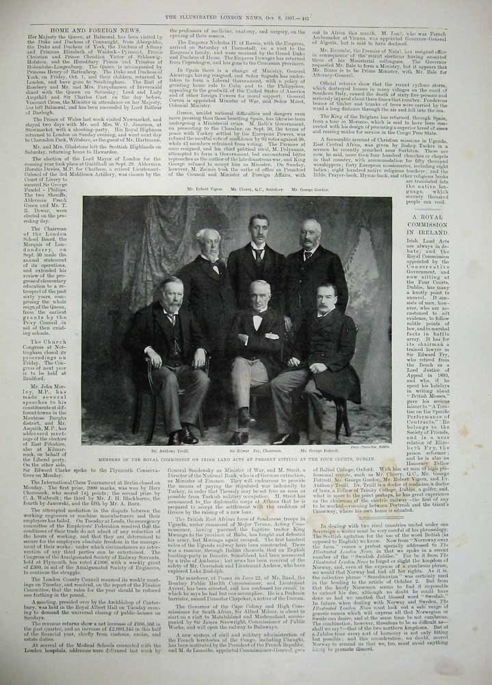 Old Antique Print 1897 Jones Play Liars Criterion Theatre Men Irish Land 19th