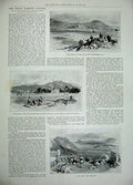 Old Antique Print 1897 Falls Dargle Powerscourt House Fort Jumrud Kohat 19th