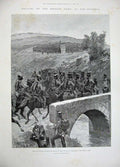 Old Antique Print 1897 Pelly River Lindeman Hussars Bridge French Army 19th