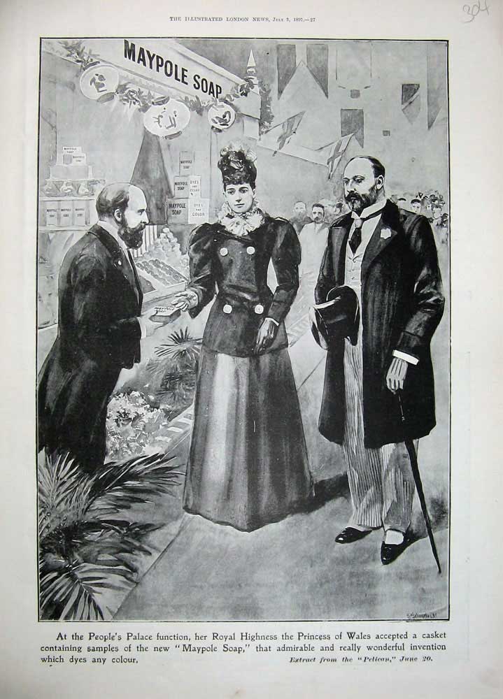 Original Old Antique Print 1897 Advertisement Maypole Soap People Palace Prince
