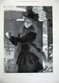 Old Antique Print 1897 Lady Snow Fun Woman Fur Winter Scene Lucien Davis 19th